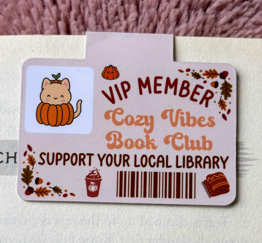 Cozy Vibes Book Club Bookmark | Autumn Aesthetic Fold-Over Bookmark
