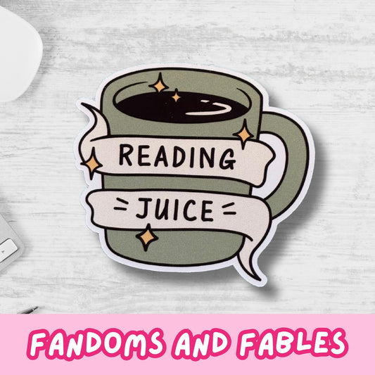 Reading Juice Mug Sticker – Book Lover Vinyl Decal in 4 Colours