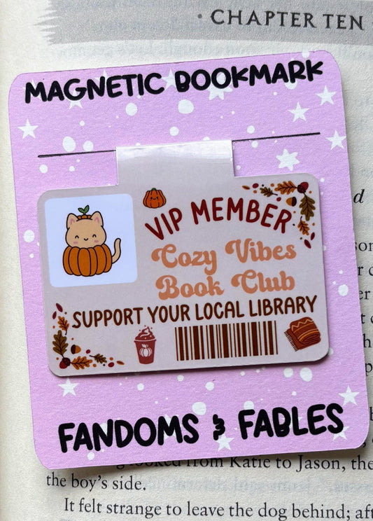 Cozy Vibes Book Club Bookmark | Autumn Aesthetic Fold-Over Bookmark