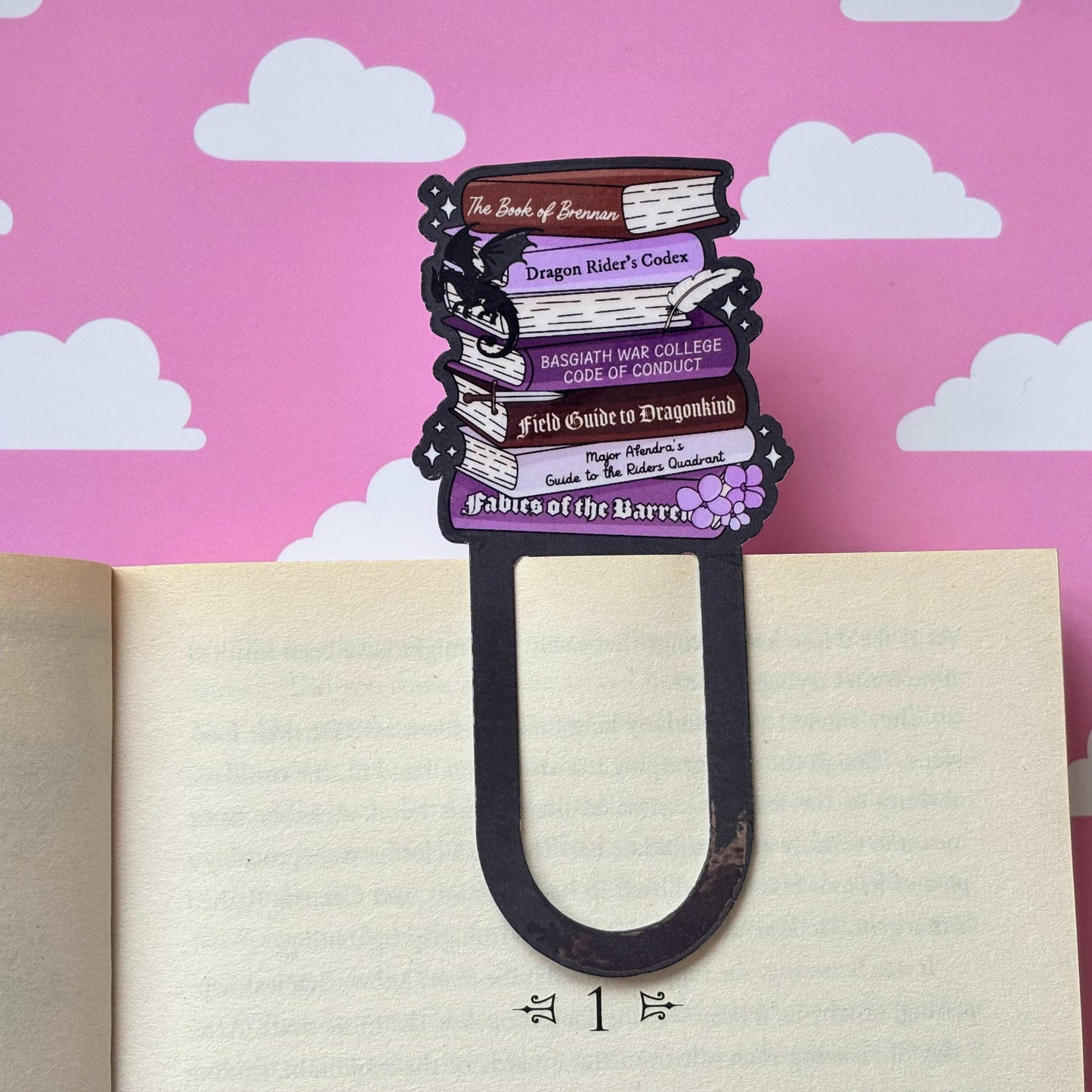 Fourth Wing Inspired Dragon Rider Jumbo Paperclip Bookmark Book Stack Fantasy