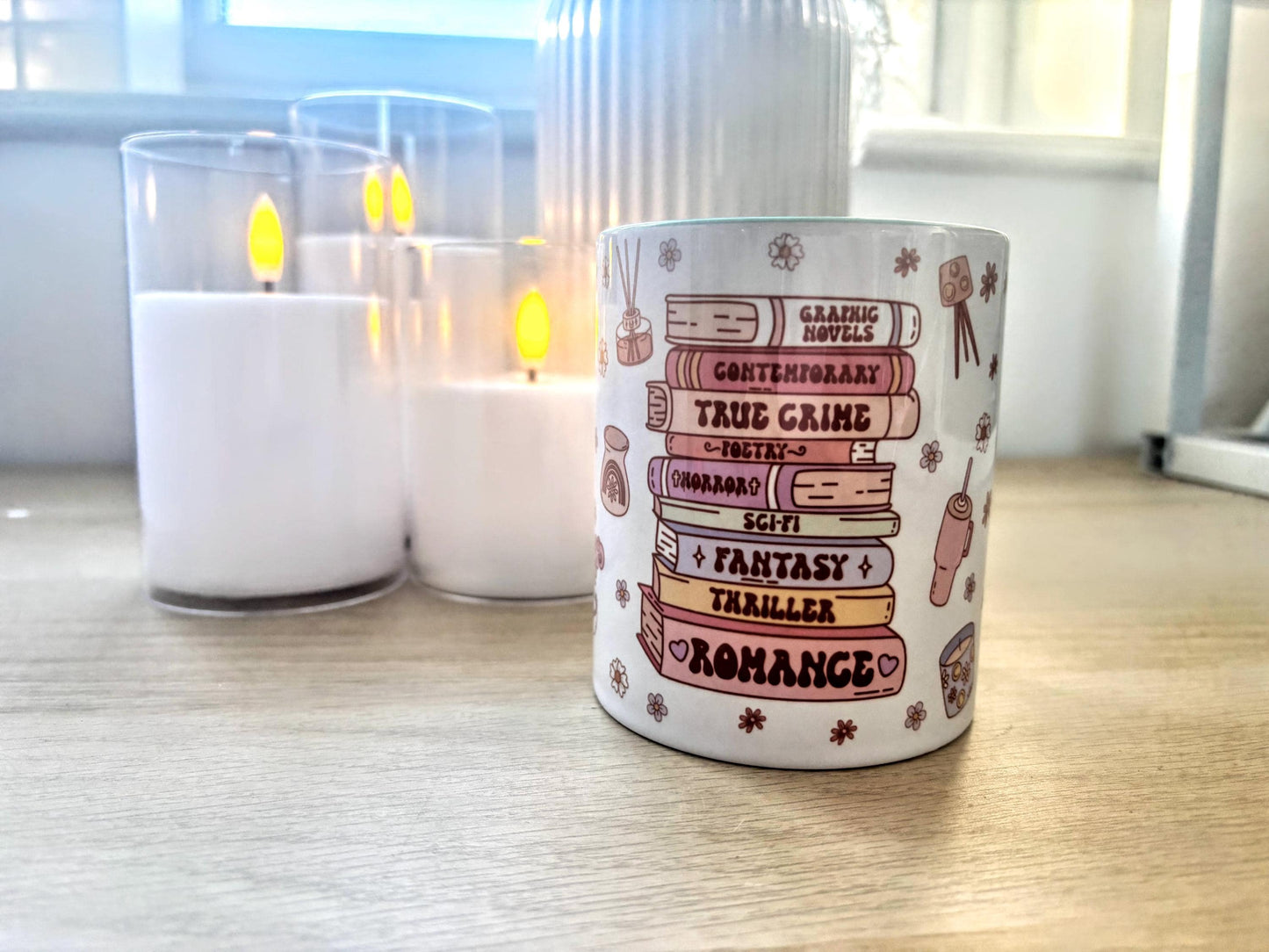 Book Stack Genre 10oz Mug | Reader  | Book Lover Gift |