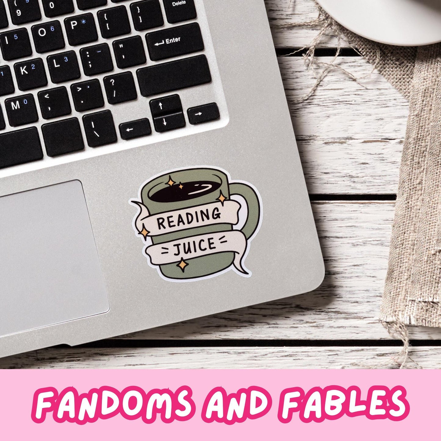 Reading Juice Mug Sticker – Book Lover Vinyl Decal in 4 Colours