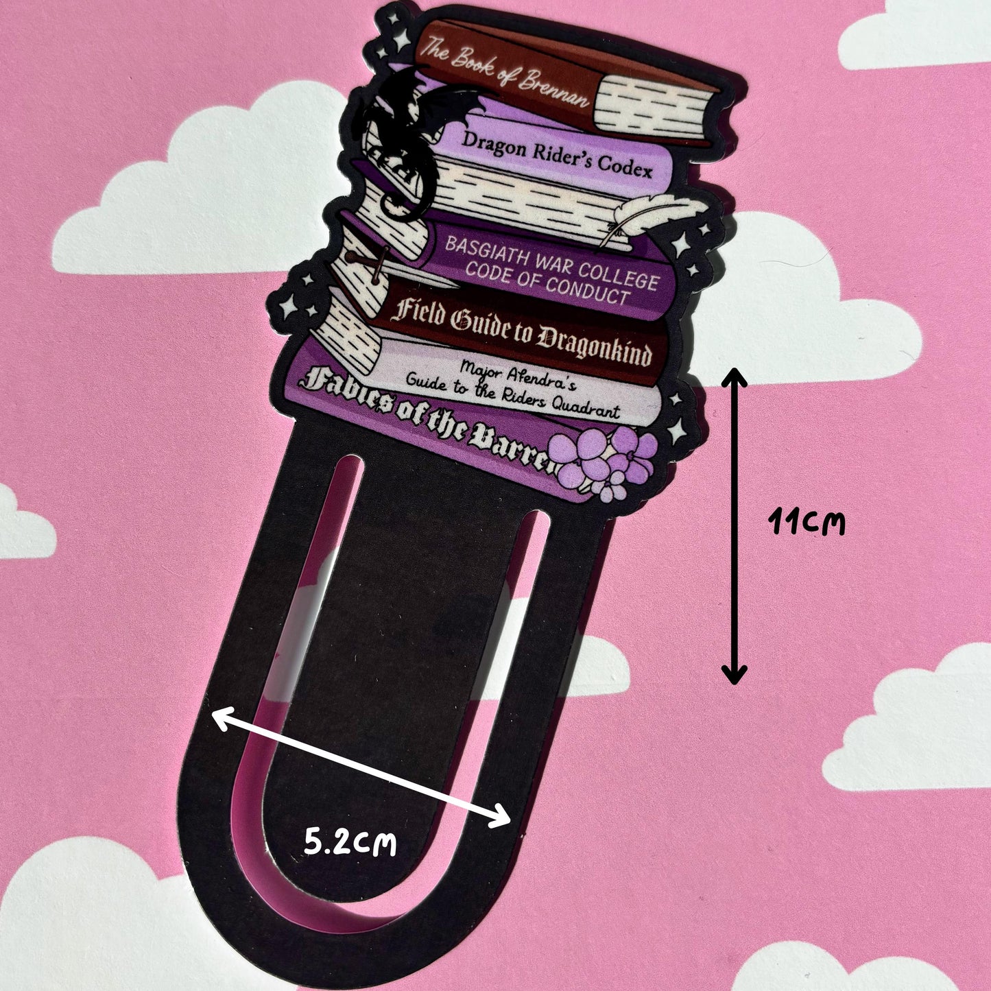Fourth Wing Inspired Dragon Rider Jumbo Paperclip Bookmark Book Stack Fantasy