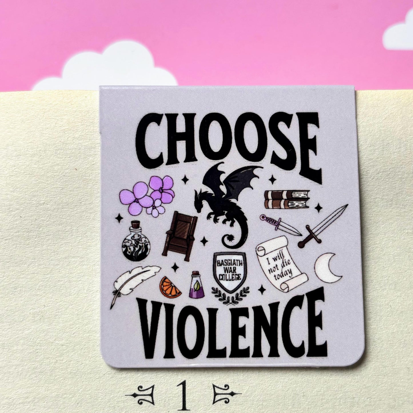 Choose Violence Fourth Wing Inspired Magnetic Bookmark Reading Accessory