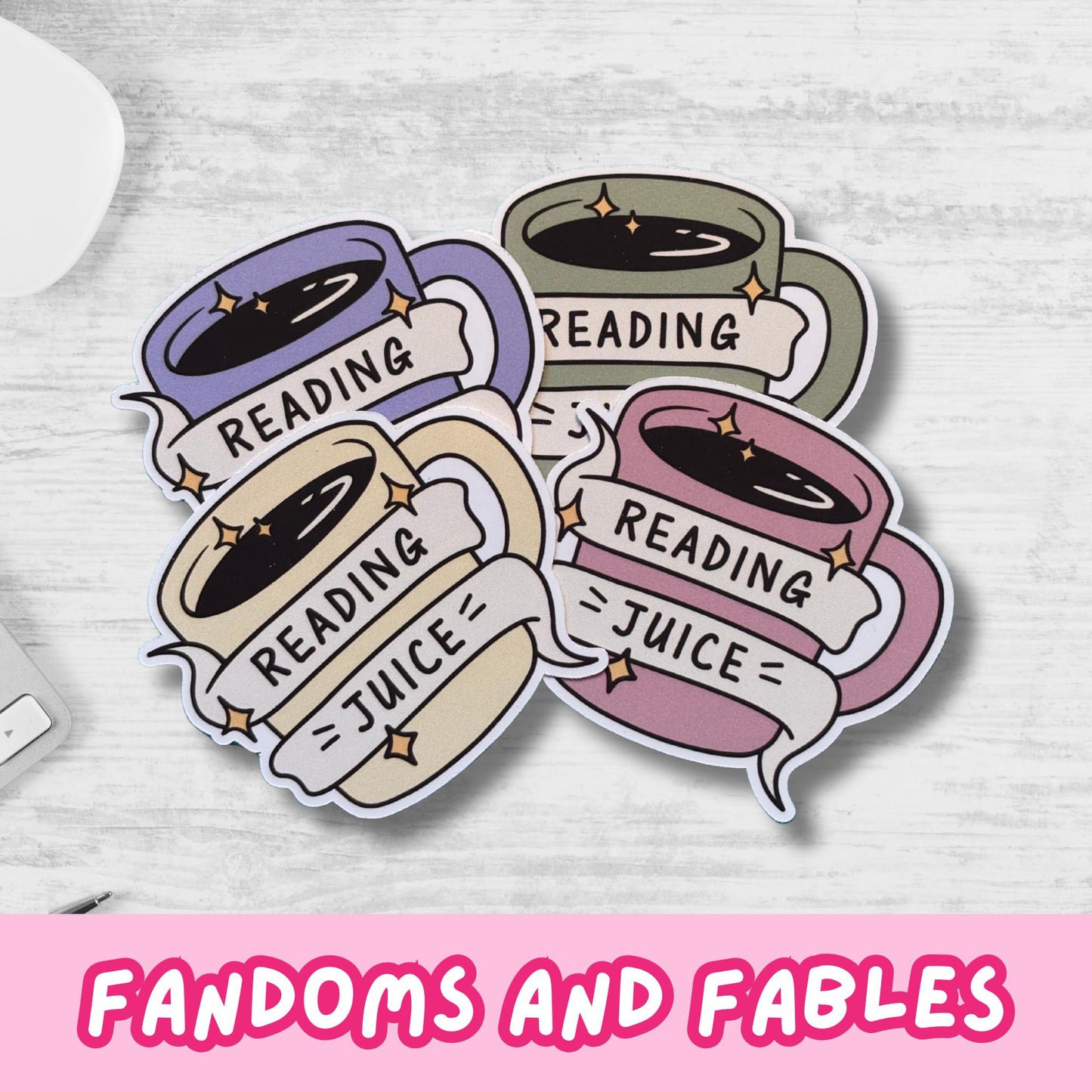 Reading Juice Mug Sticker – Book Lover Vinyl Decal in 4 Colours