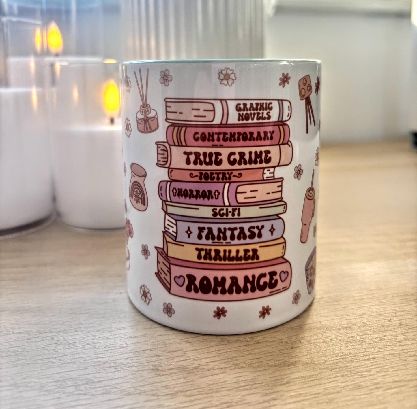 Book Stack Genre 10oz Mug | Reader  | Book Lover Gift |