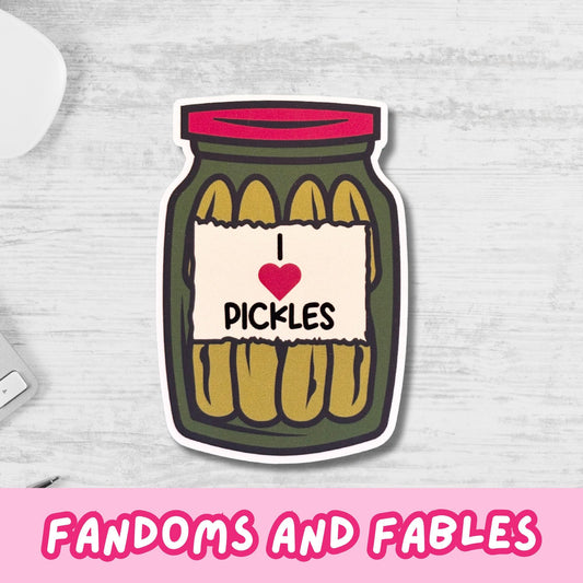 I Love Pickles Sticker – Funny Jar Sticker for Food Lovers